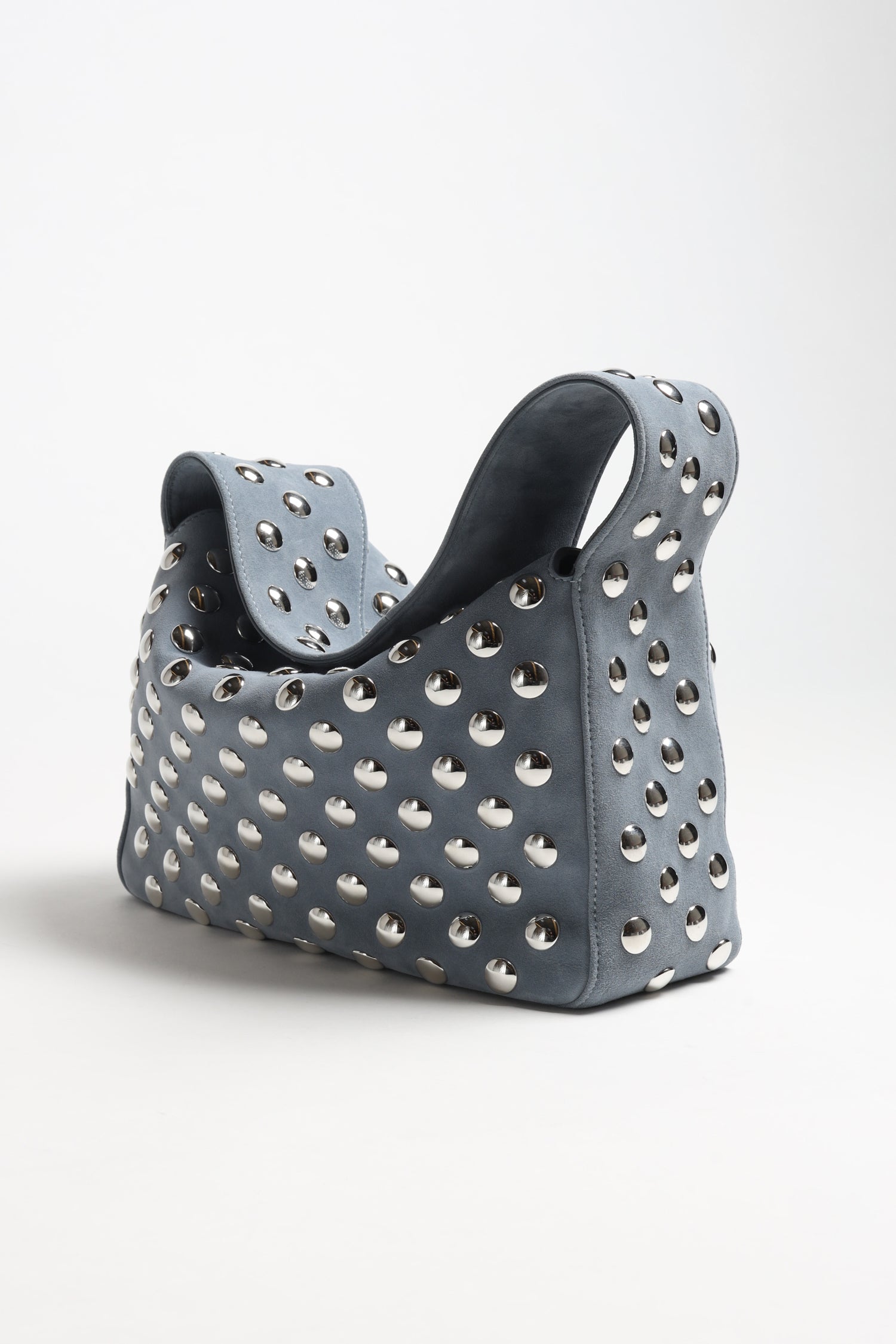 Elena Studs Bag in Lead Suede by Khaite - Anita Hass