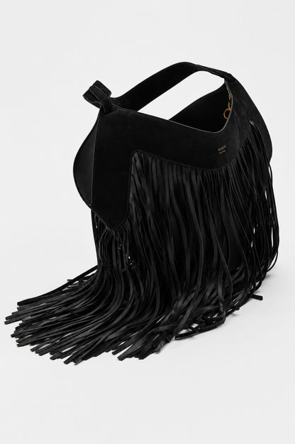 Lotus Fringes Small Bag in Black