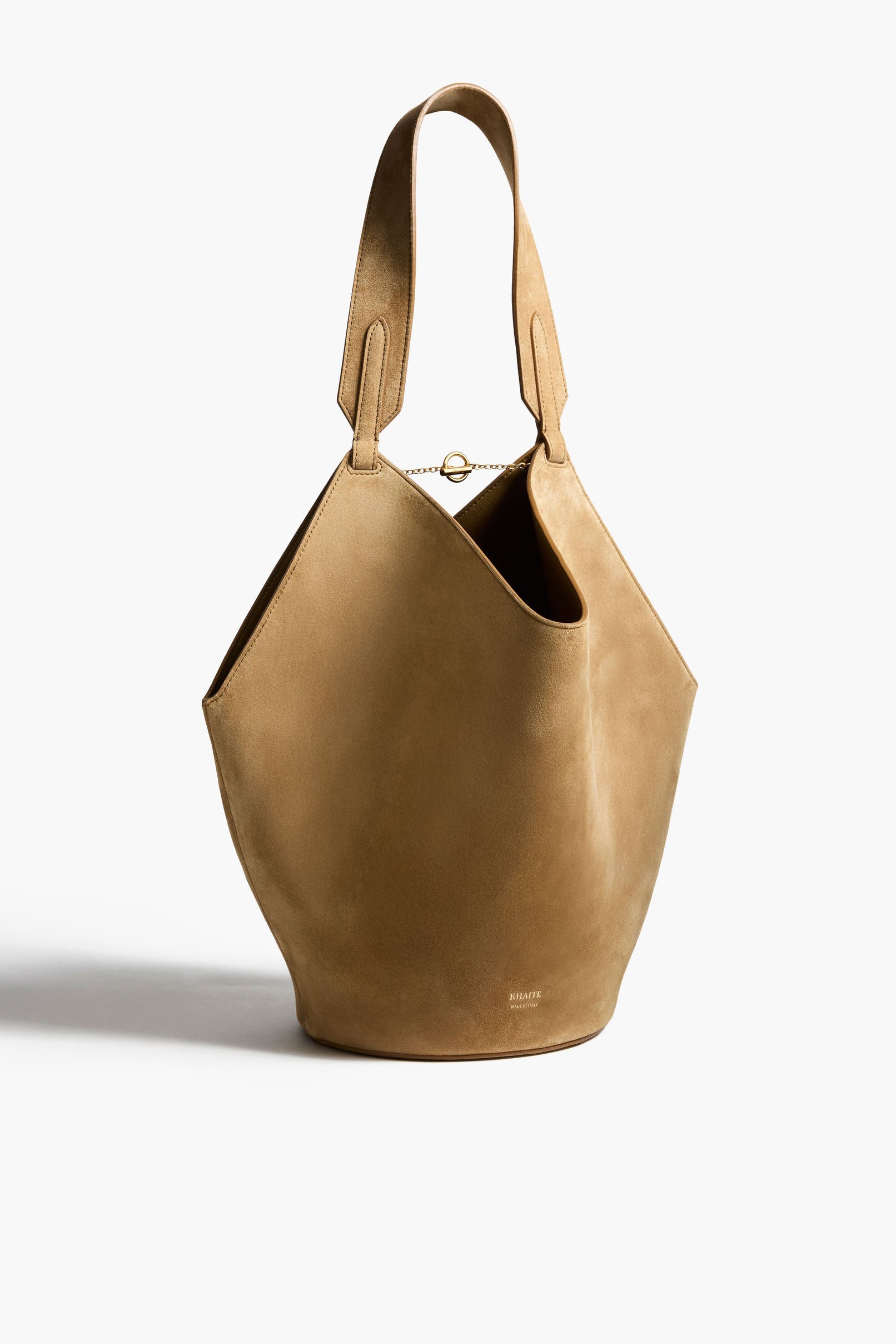 Tasche Lotus Small in Mud Suede Khaite