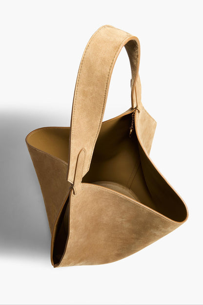 Tasche Lotus Small in Mud Suede Khaite