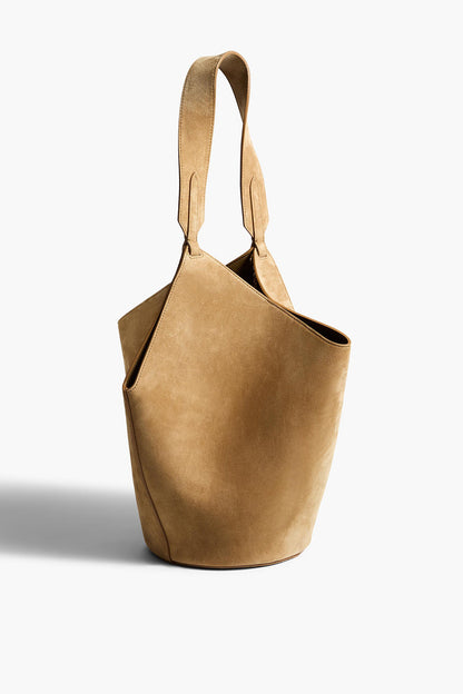 Tasche Lotus Small in Mud Suede Khaite