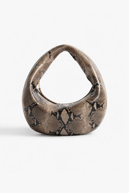 Bolso Olivia mediano en piel de pitón color taupe