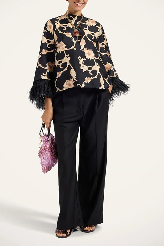 Bluse Make An Exit in Buttercup Black La Double J