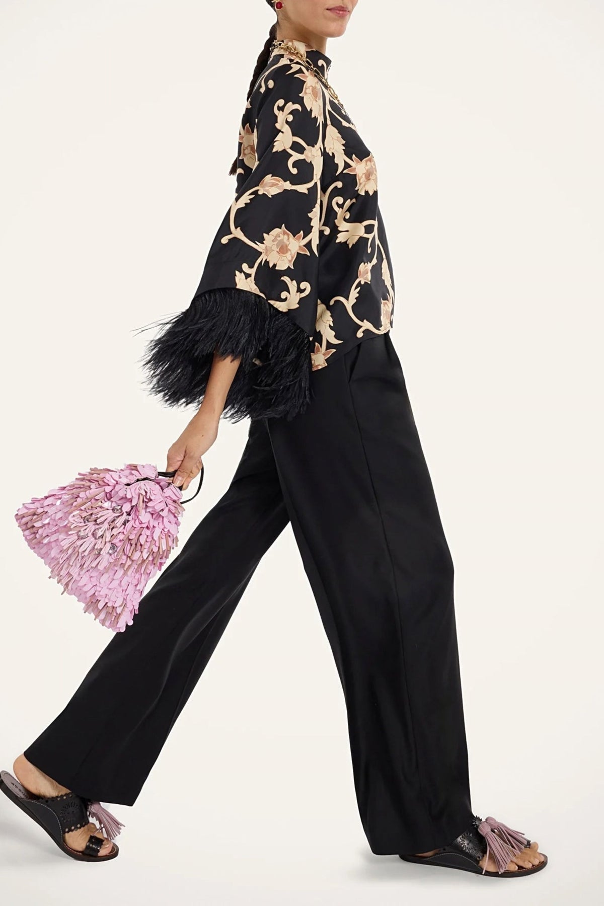 Bluse Make An Exit in Buttercup Black La Double J