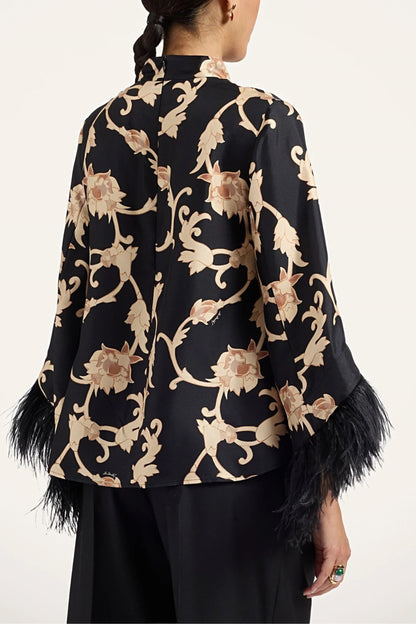 Bluse Make An Exit in Buttercup Black La Double J