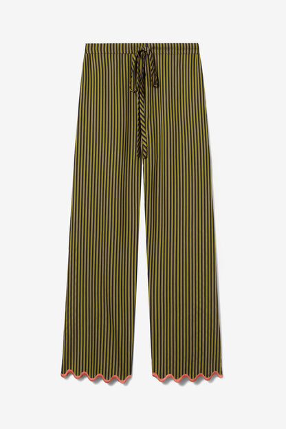 Hose Drawstring in Pinstripe Green La Double J