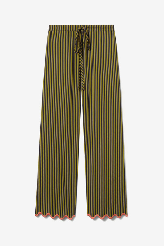 Hose Drawstring in Pinstripe Green