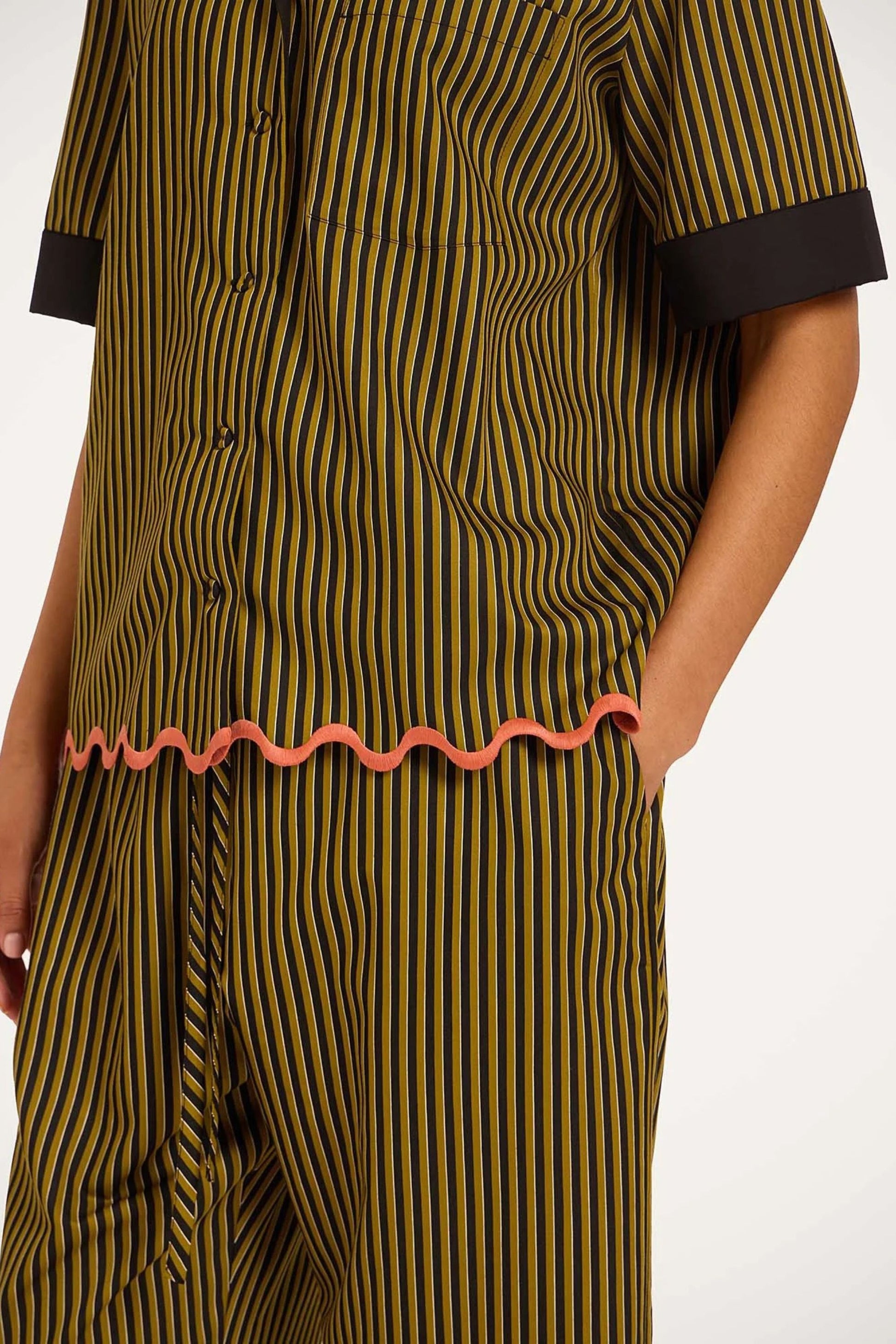 Hose Drawstring in Pinstripe Green La Double J