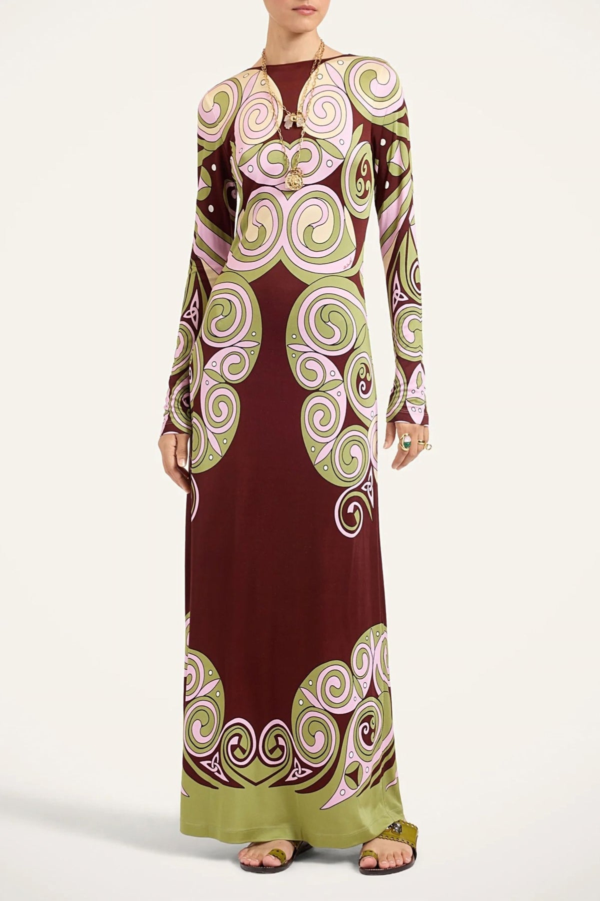 Kleid Slinky Swing in Burgundy La Double J