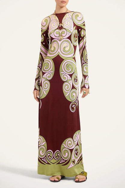 Kleid Slinky Swing in Burgundy La Double J