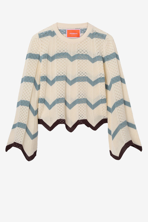 Pullover Chevron in Blue/Ivory La Double J