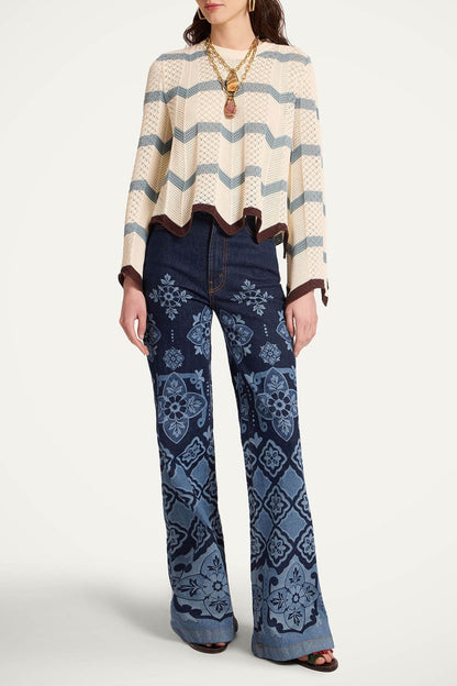 Pullover Chevron in Blue/Ivory La Double J