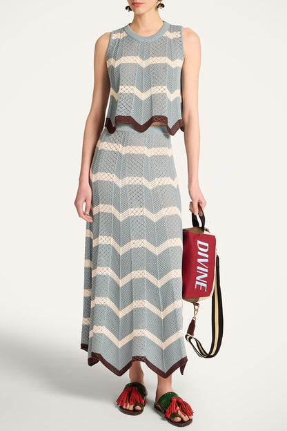 Rock Chevron in Blue/Ivory La Double J