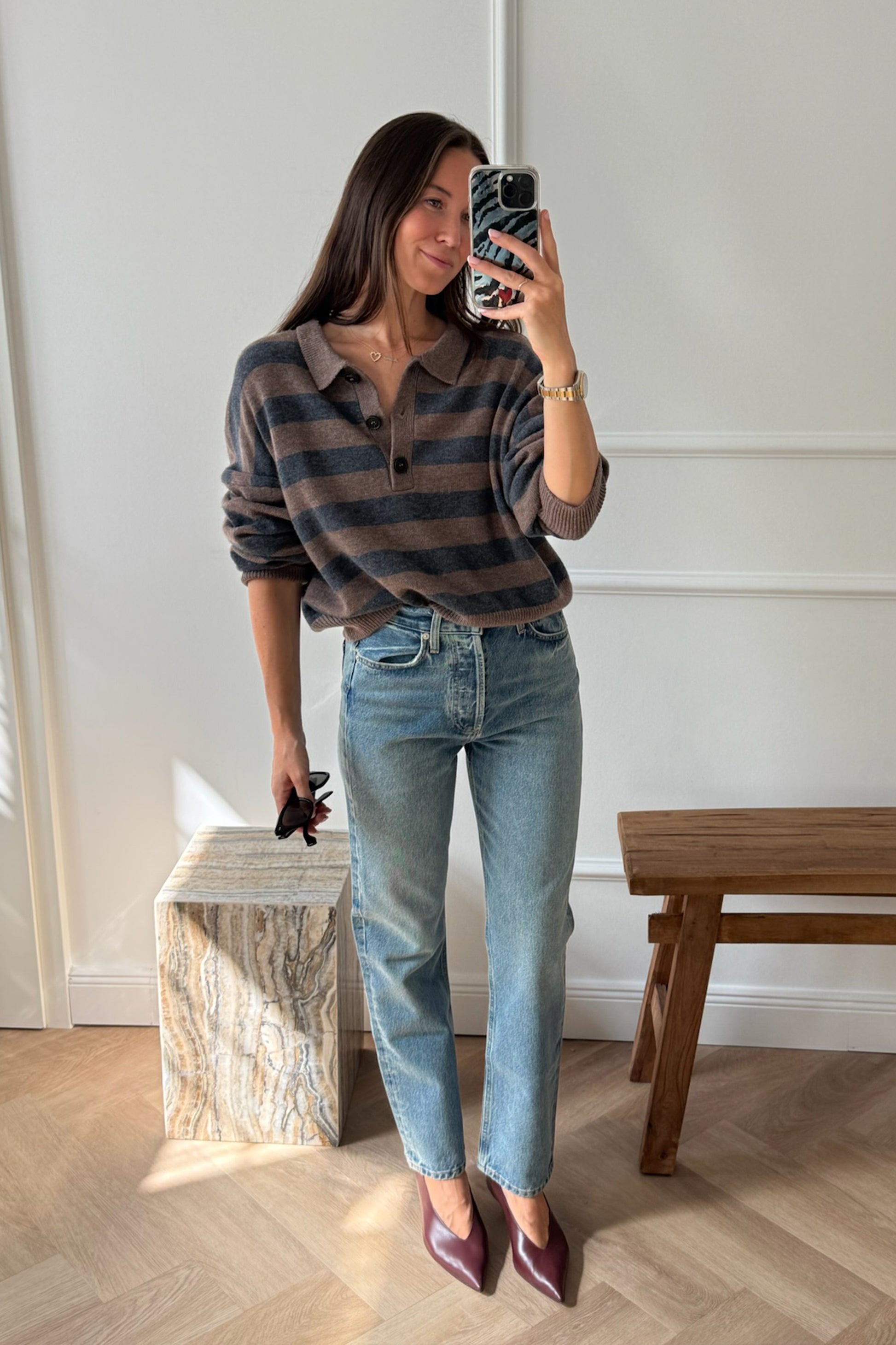 Strickpolo Celia in Taupe/AnthrazitLadneri - Anita Hass