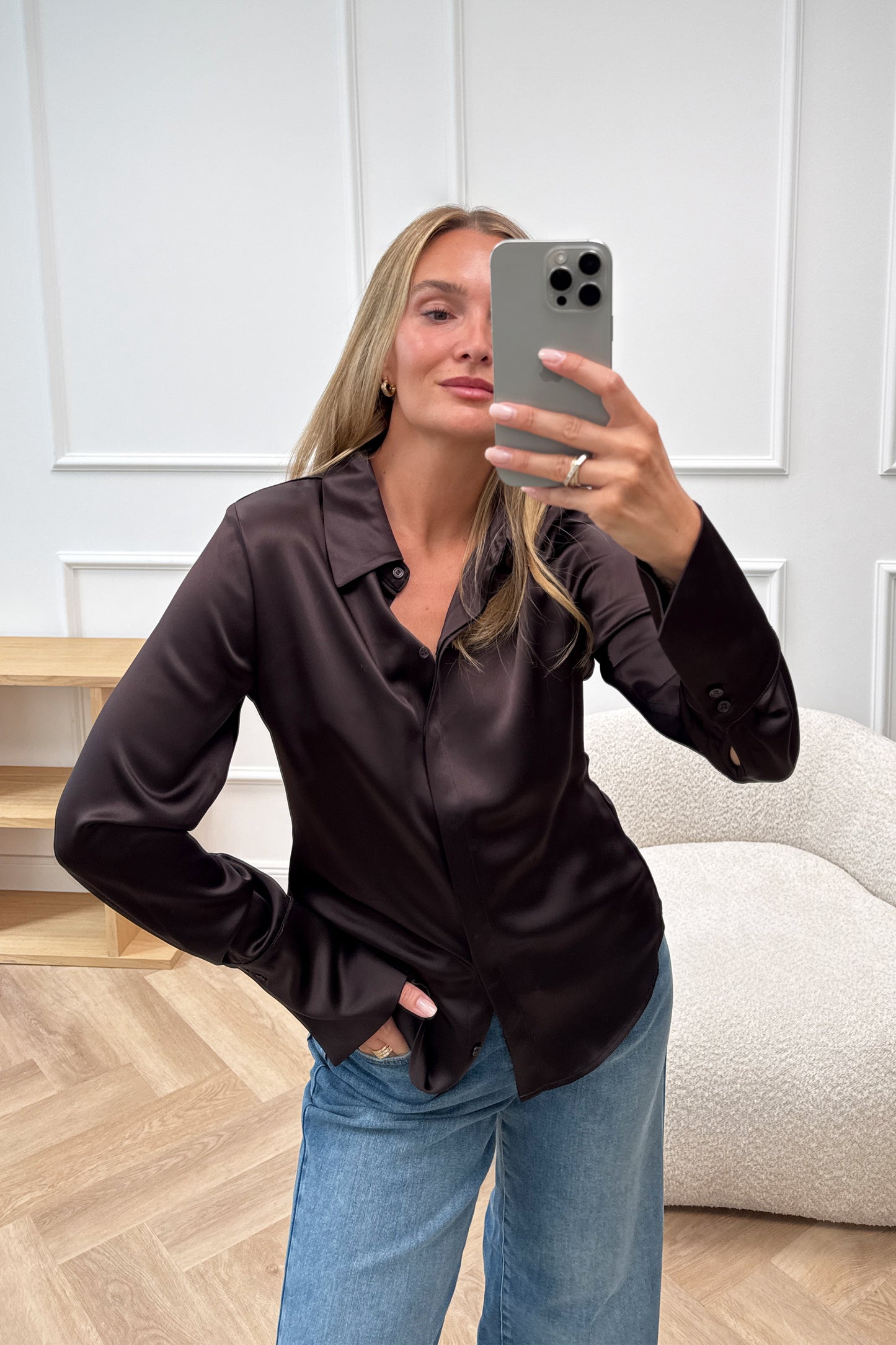 Bluse Hedi in Dunkelbraun Ladneri