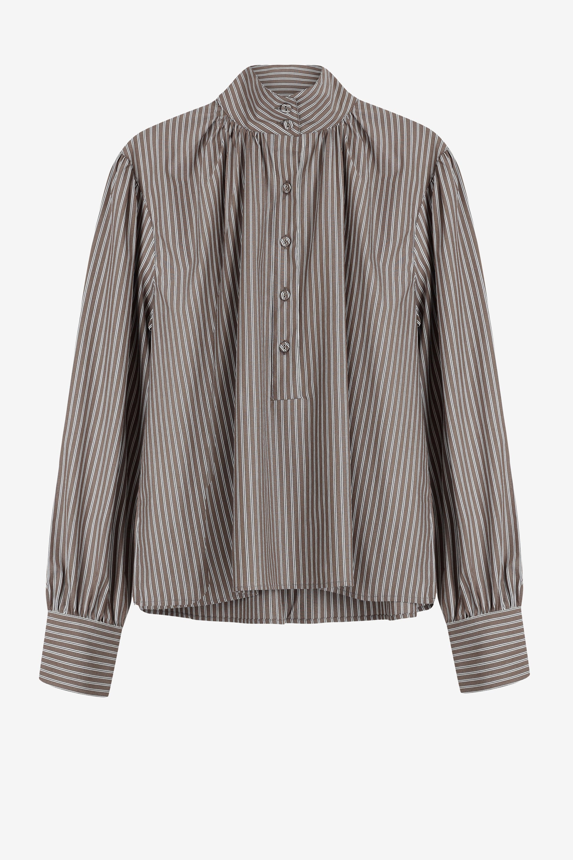 Bluse Lina in Braun/Weiß Ladneri