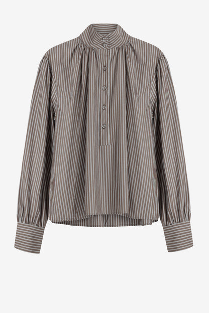 Bluse Lina in Braun/Weiß Ladneri