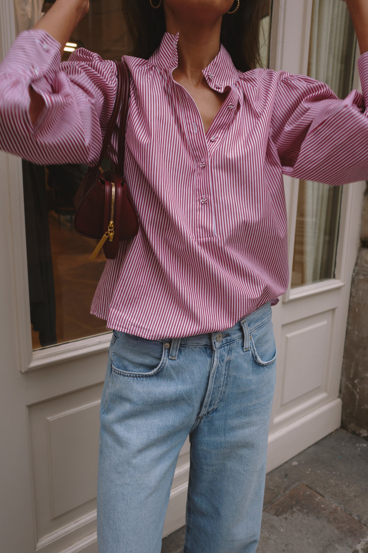 Bluse Lina in Weiß/Rouge Ladneri