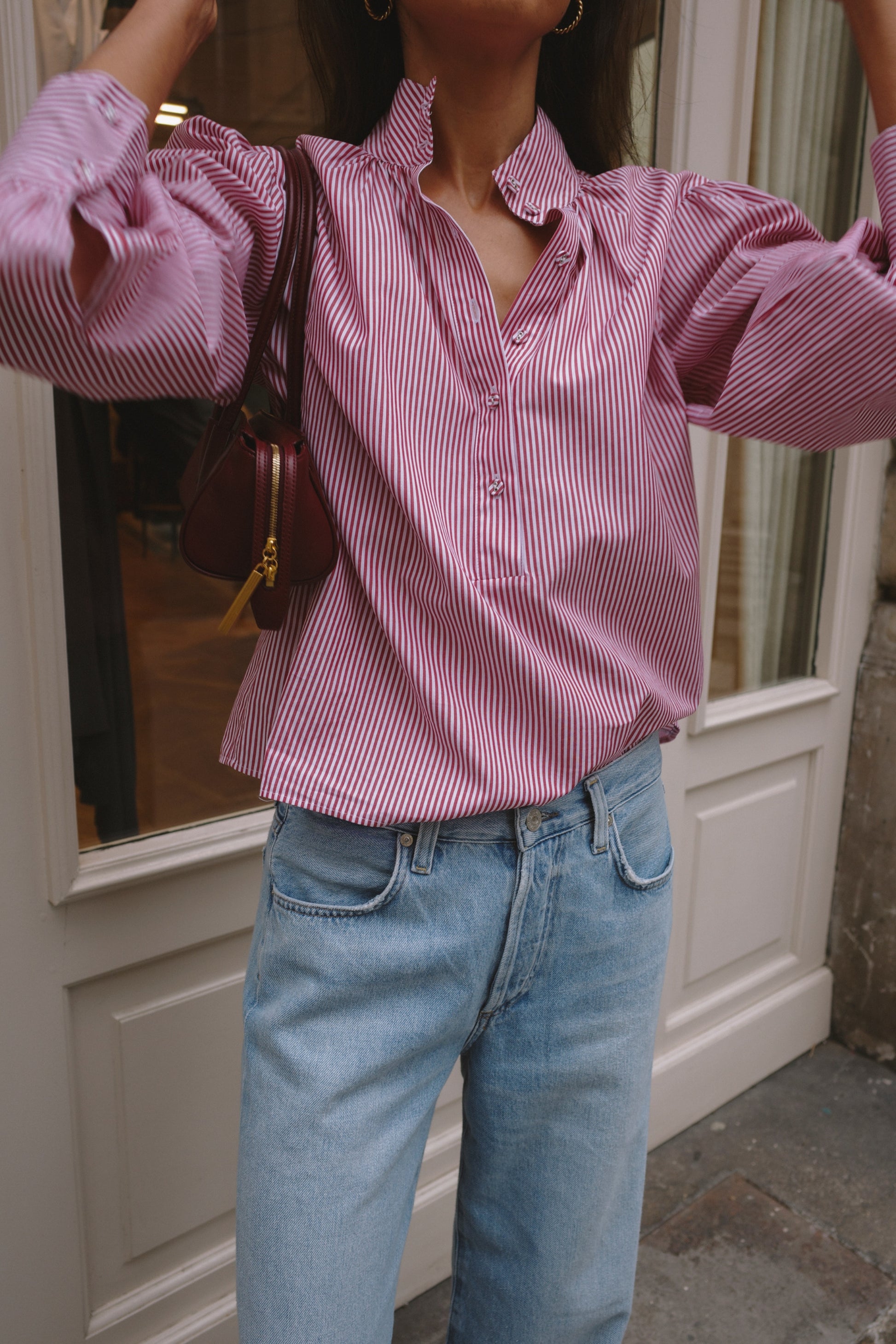 Bluse Lina in Weiß/Rouge Ladneri