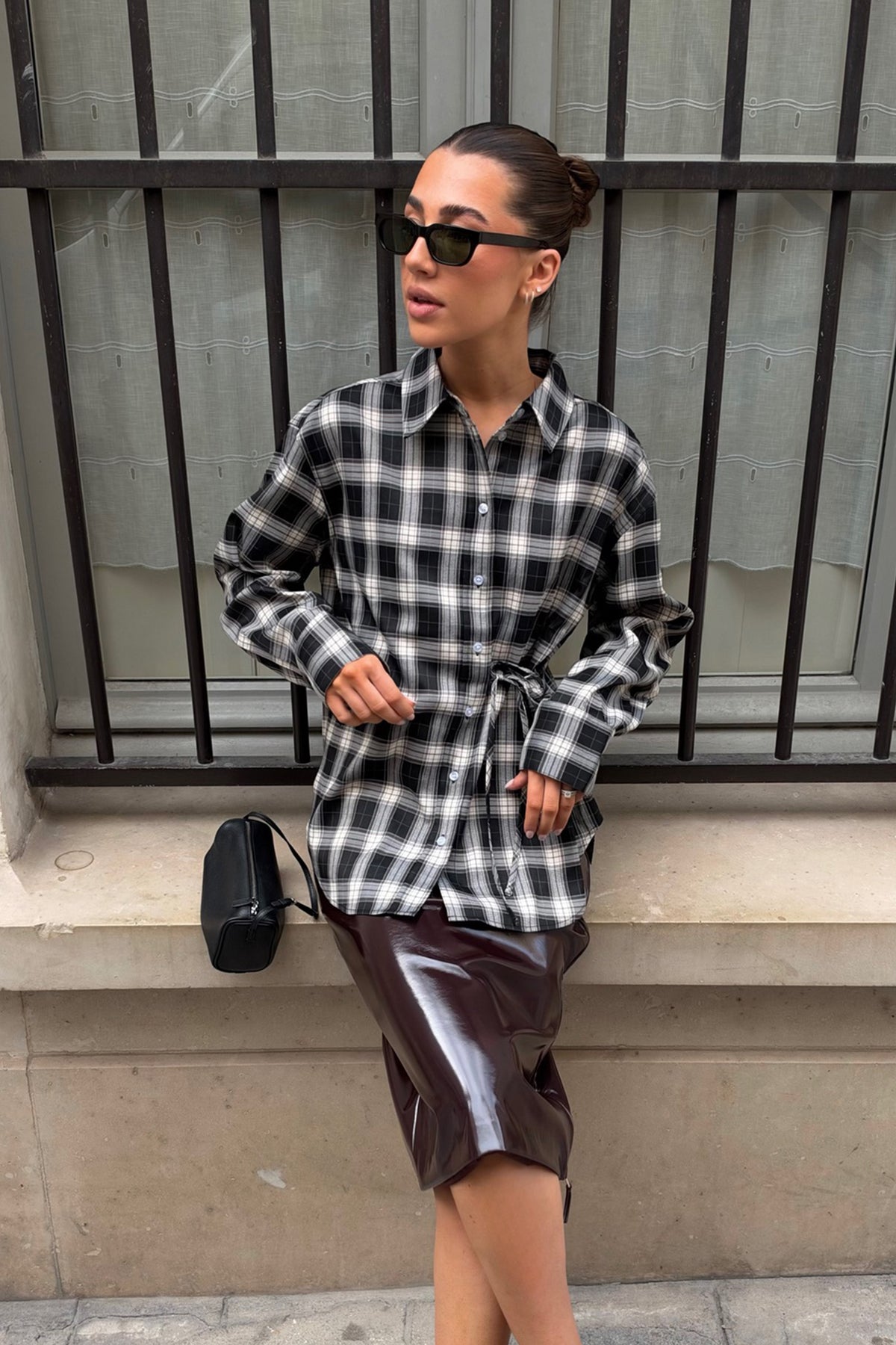 Blouse Vita in Black Check