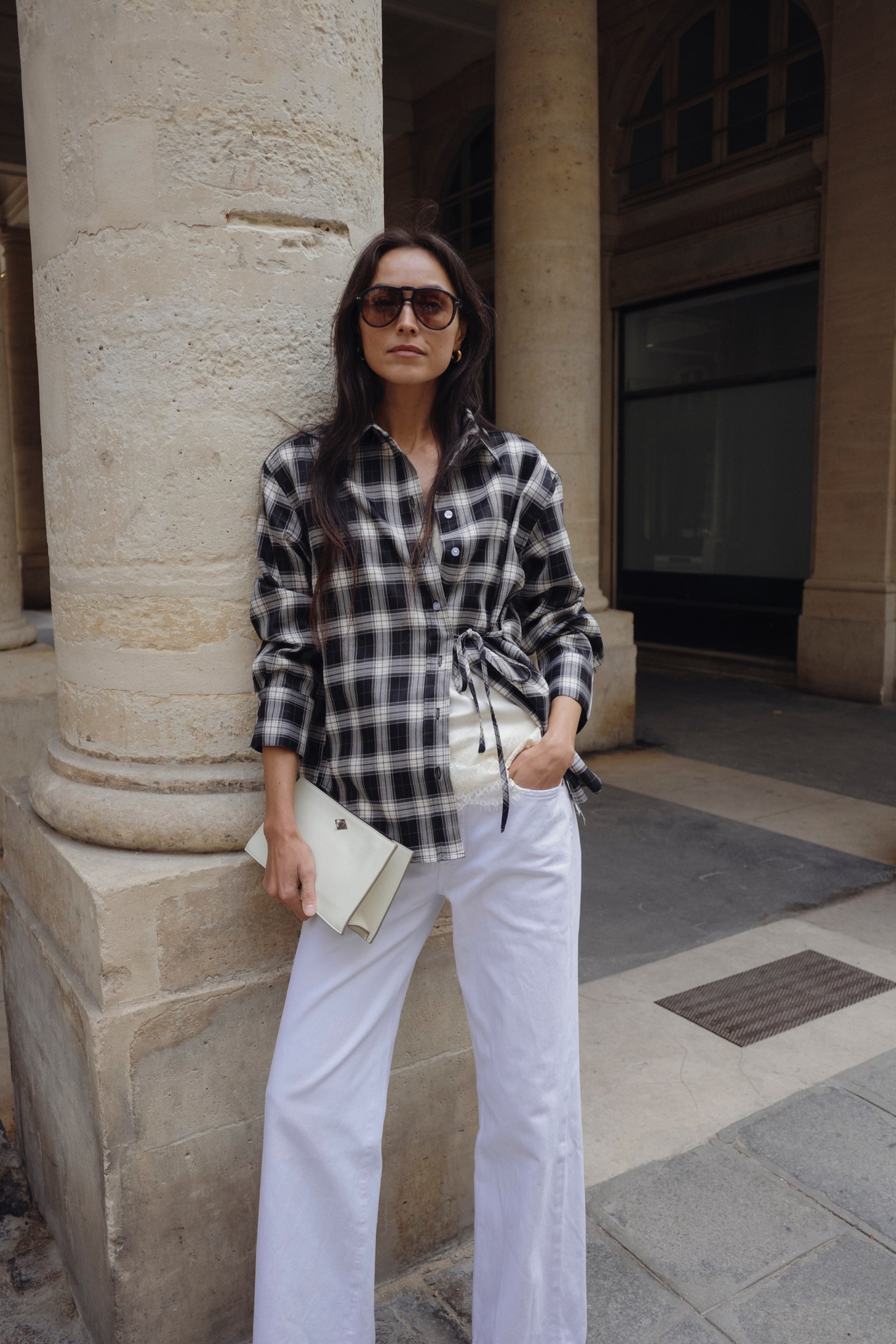 Bluse Vita in Black Check Ladneri