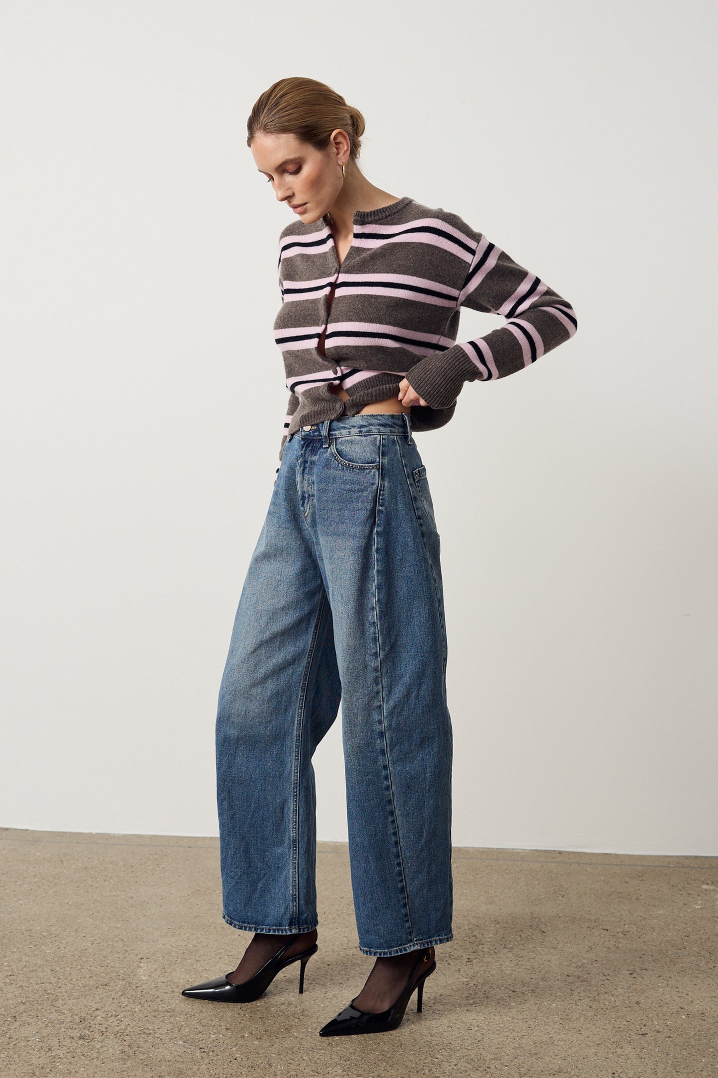 Cardigan Noemi in Pink Striped Ladneri