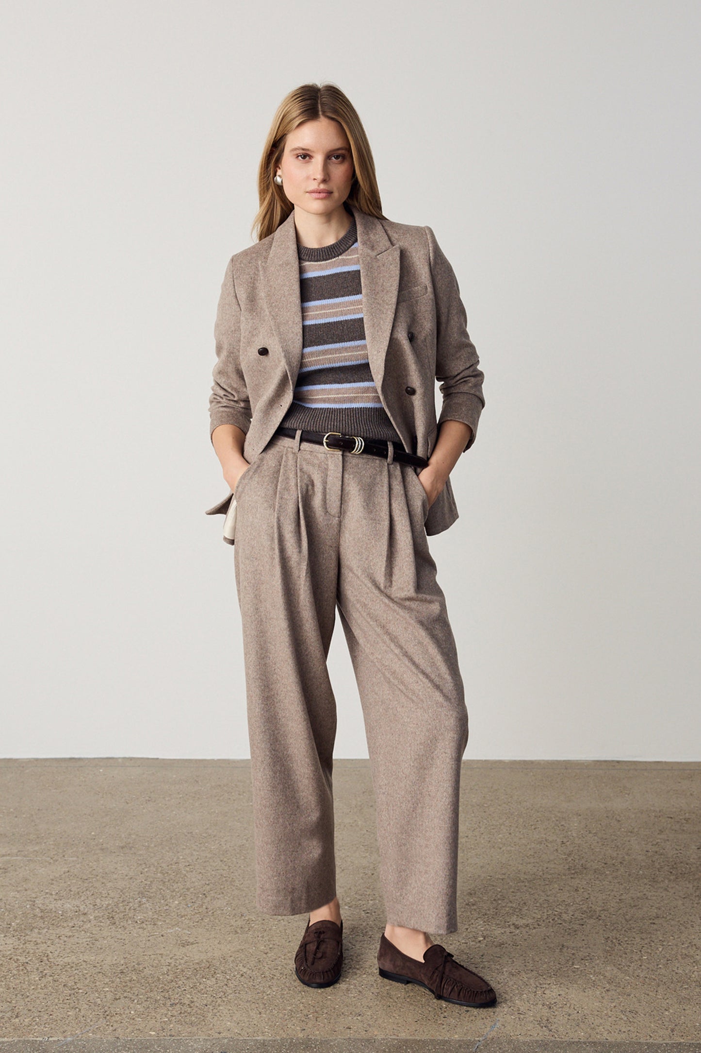 Hose Barrel in Taupe Melange Ladneri