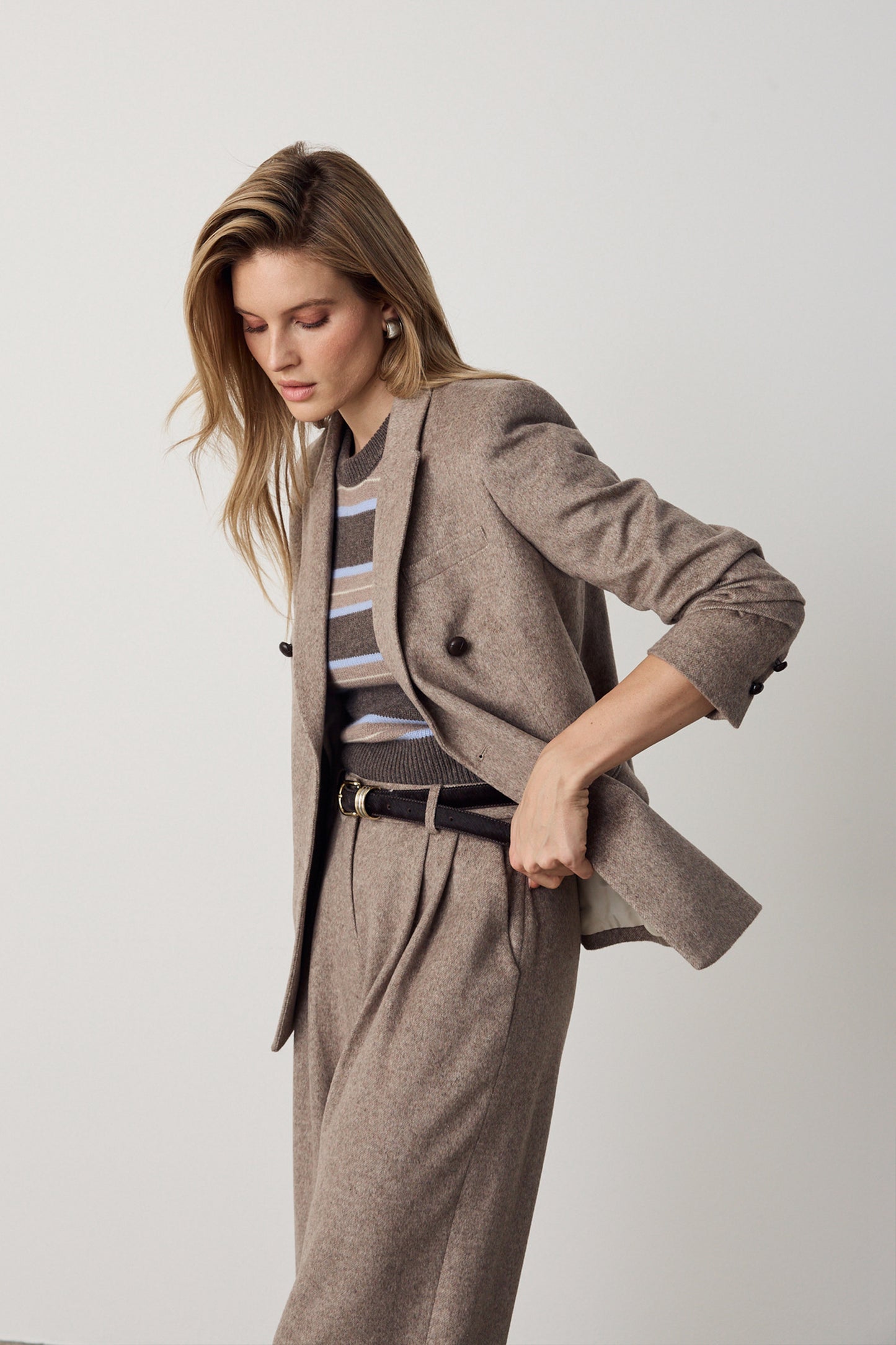 Hose Barrel in Taupe Melange Ladneri