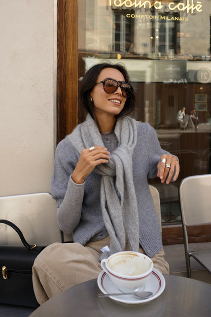 Cashmere Scarf in Grey Brushed