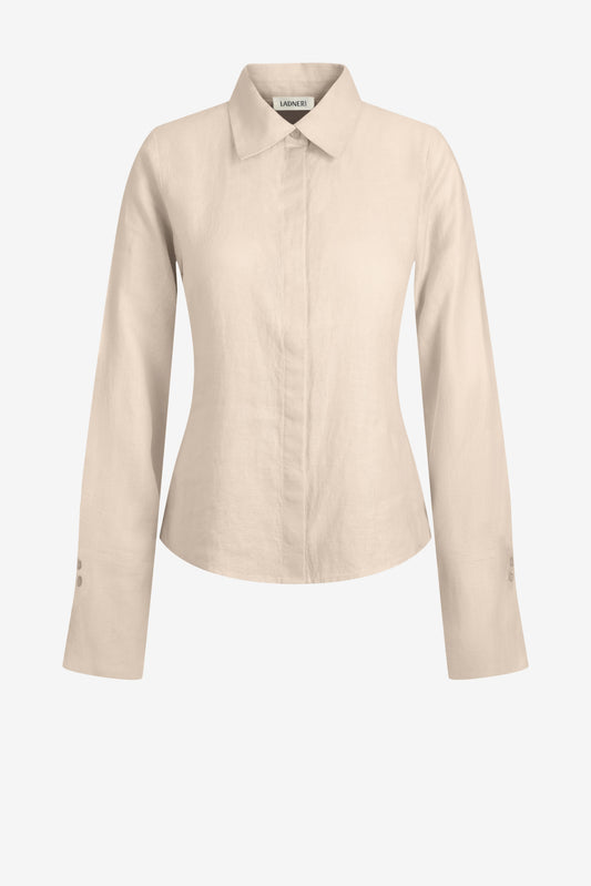 Hedi Linen Blouse in Beige by Ladneri