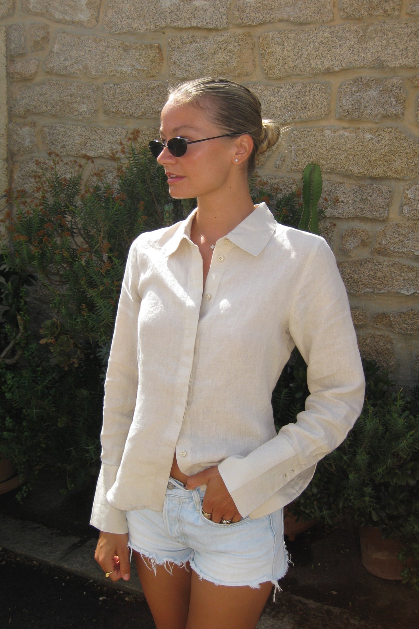 Leinenbluse Hedi in Beige Ladneri