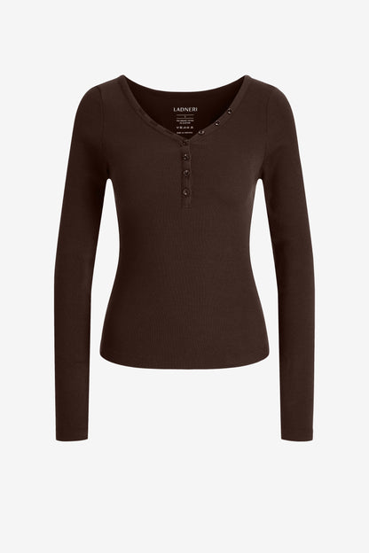 Longsleeve Greta in Dunkelbraun Ladneri