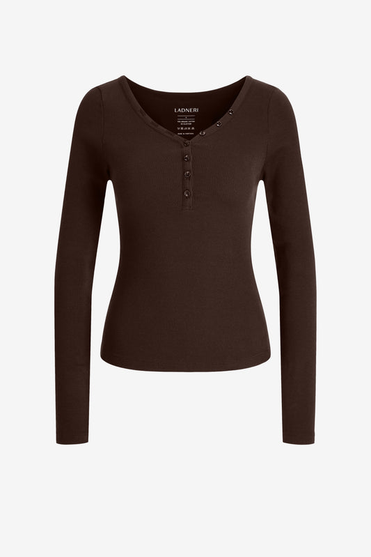 Longsleeve Greta in Dunkelbraun Ladneri
