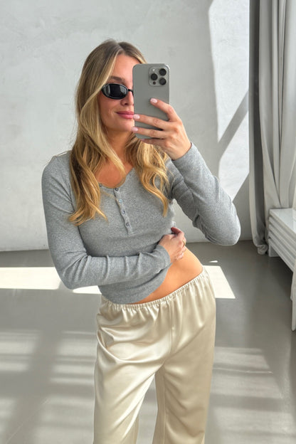 Longsleeve Greta in Grau Melange Ladneri