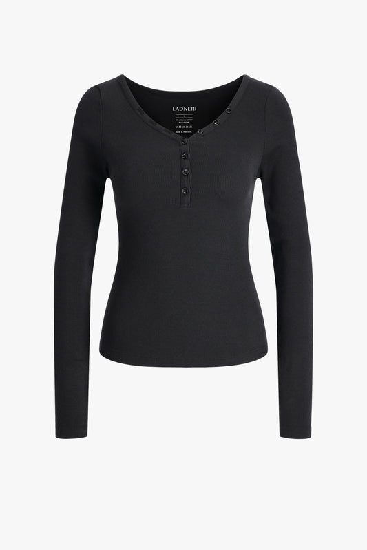 Greta Long-Sleeve Top in Black by Ladneri - Anita Hass