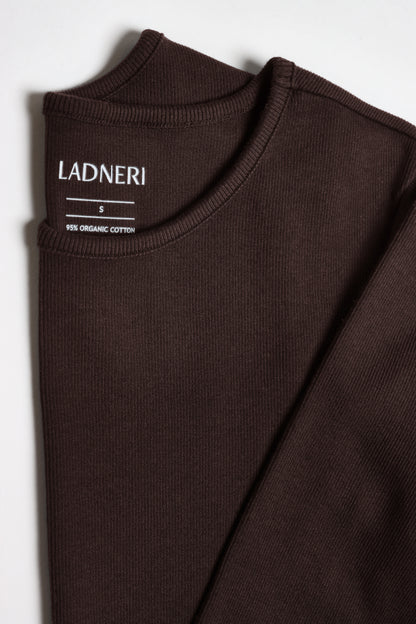 Longsleeve Line in Dunkelbraun Ladneri