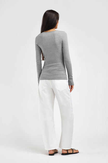 Long-Sleeve Line in Gray Melange by Ladneri - Anita Hass