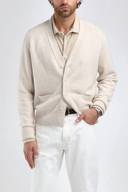Cardigan Jimmy, couleur crème chiné, Ladneri Men - Anita Hass