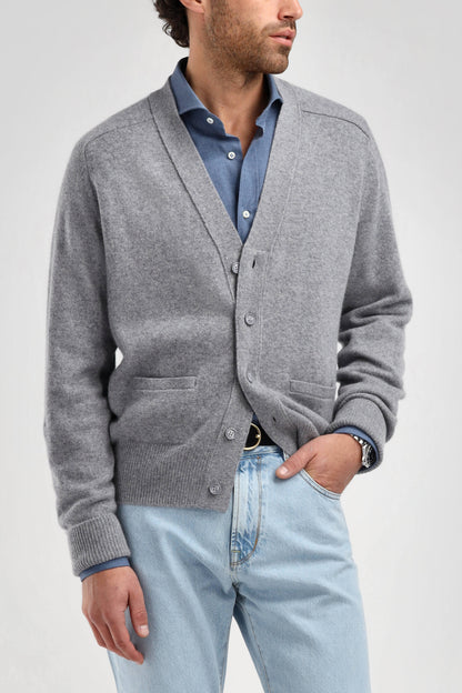 Jimmy Cardigan in Mid Grey Melange, Ladneri Men - Anita Hass
