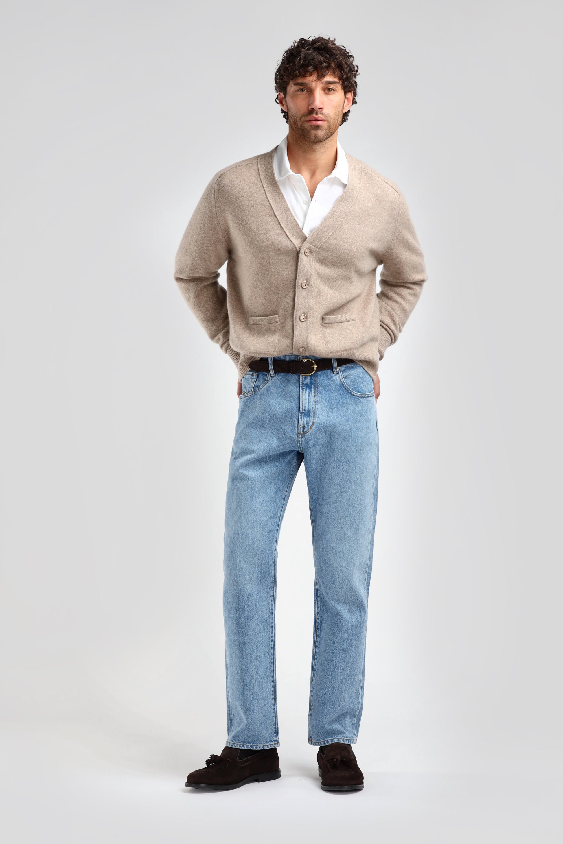 Jimmy Cardigan in Taupe Melange, Ladneri Men - Anita Hass