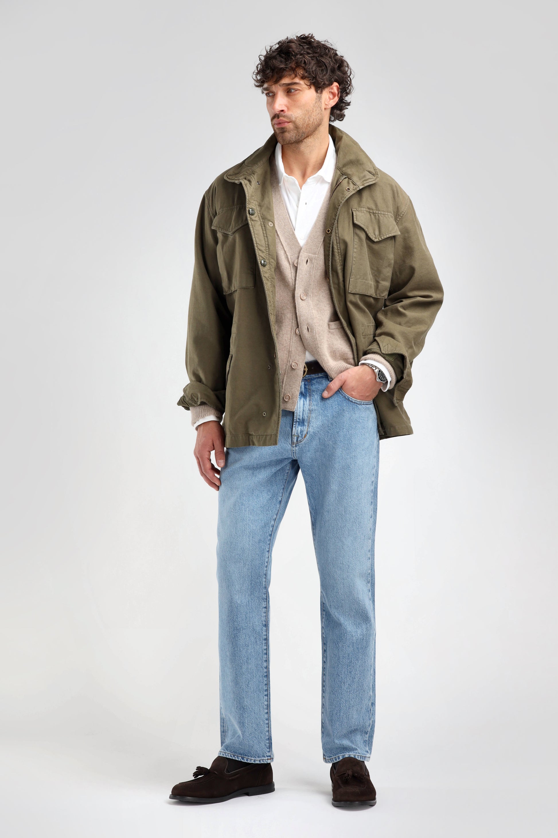 Jimmy Cardigan in Taupe Melange, Ladneri Men - Anita Hass