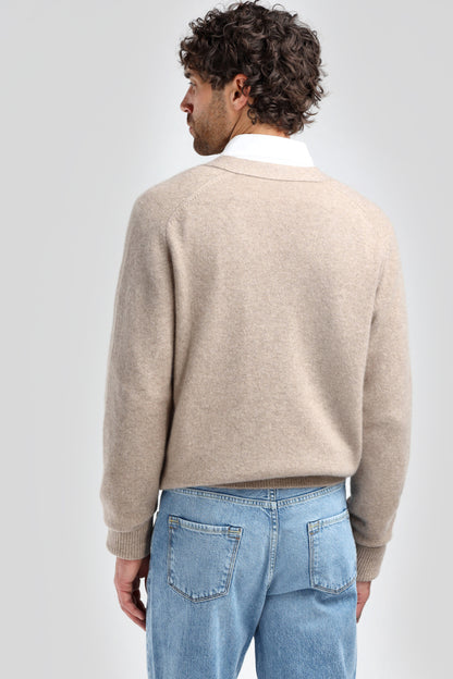 Jimmy Cardigan in Taupe Melange, Ladneri Men - Anita Hass