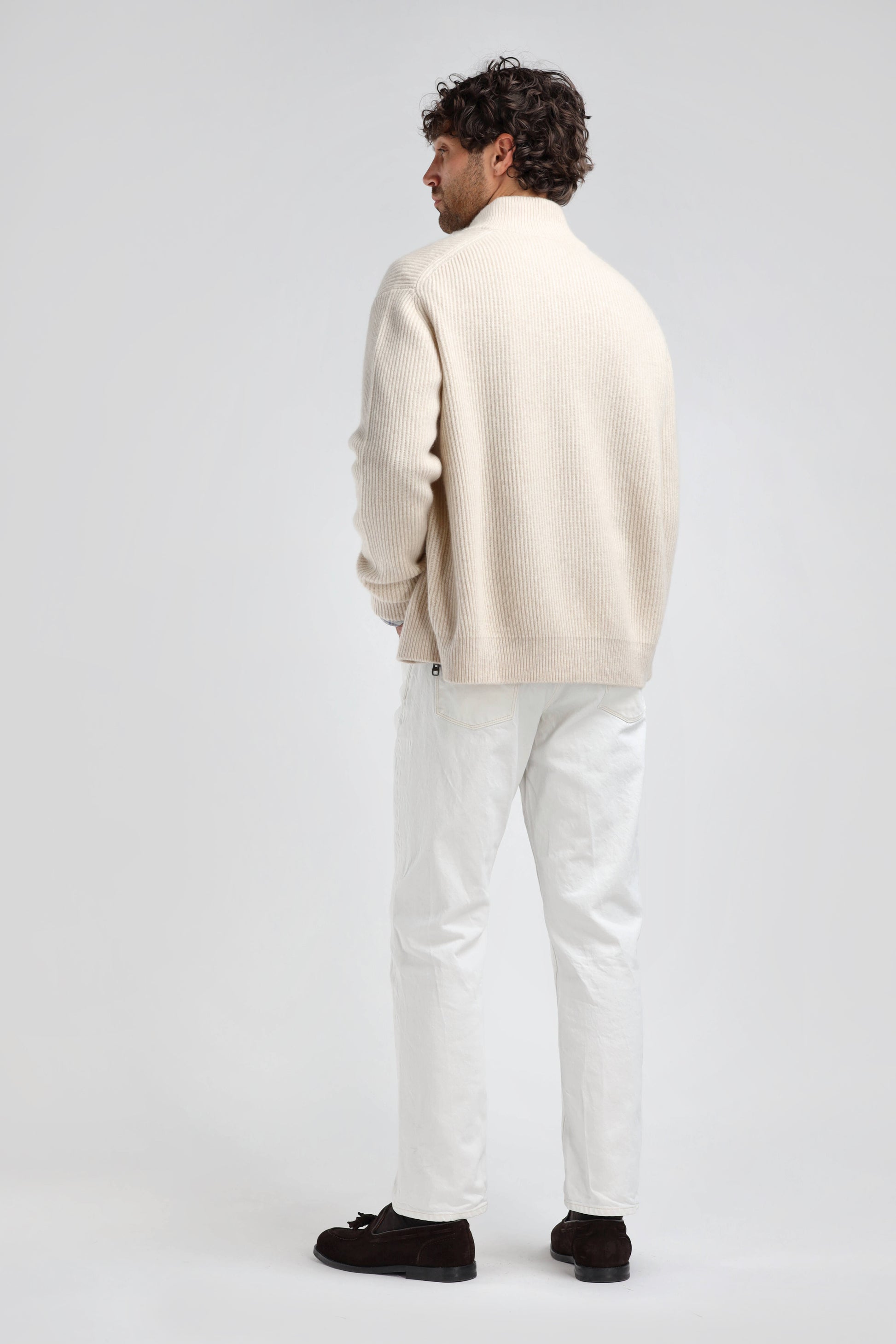 Paulie Cardigan in Cream Melange, Ladneri Men - Anita Hass