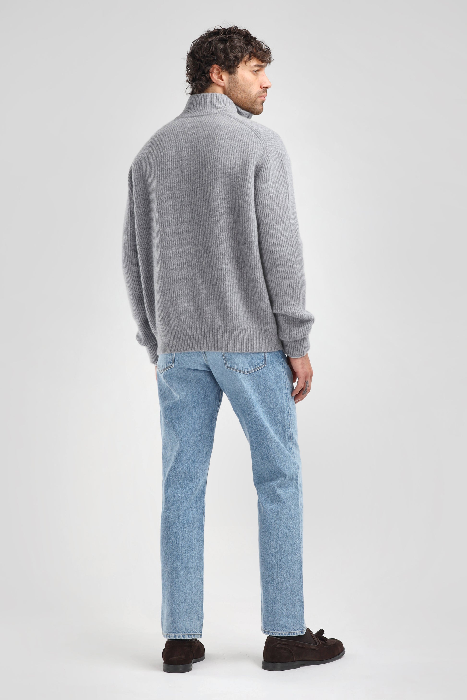 Paulie Cardigan in Mid Grey Melange, Ladneri Men - Anita Hass