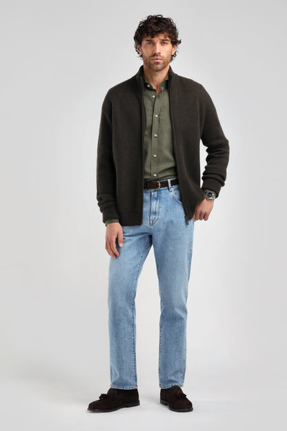 Cardigan Paulie in verde oliva Ladneri Men - Anita Hass