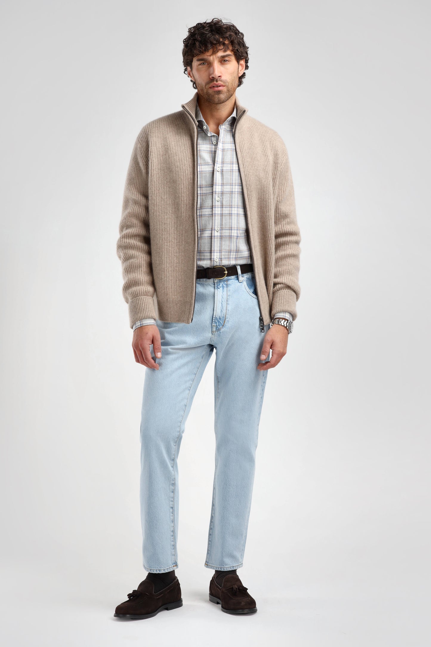 Paulie Cardigan in Taupe Melange, Ladneri Men - Anita Hass
