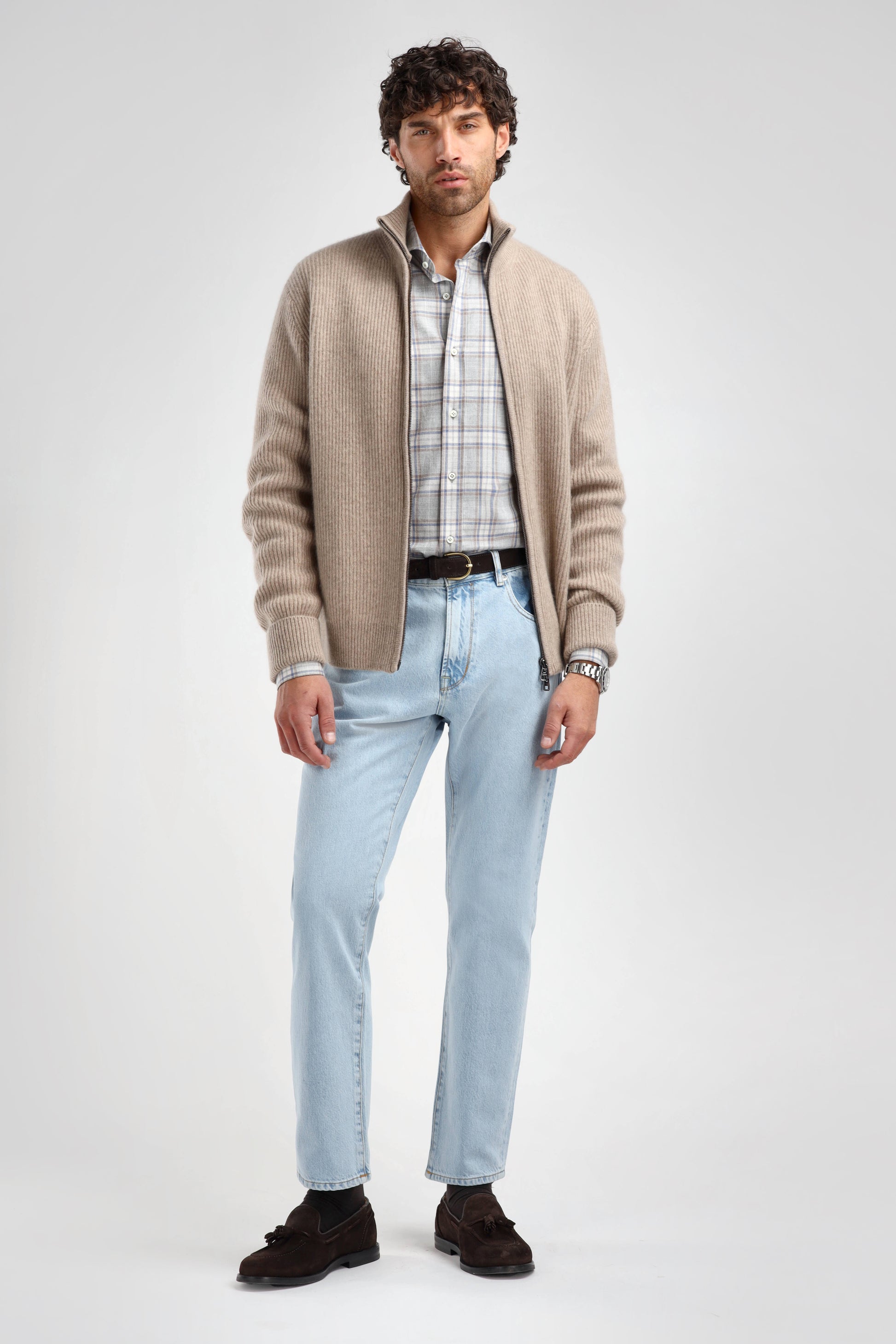 Paulie Cardigan in Taupe Melange, Ladneri Men - Anita Hass