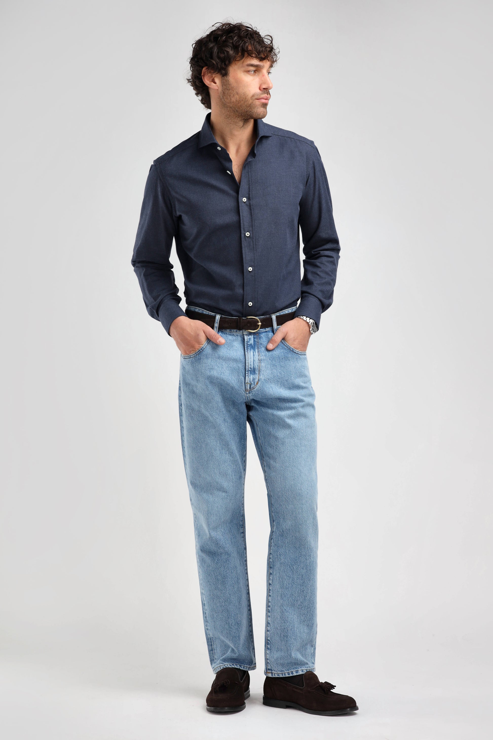 Bruno Shirt in Navy, Ladneri Men - Anita Hass