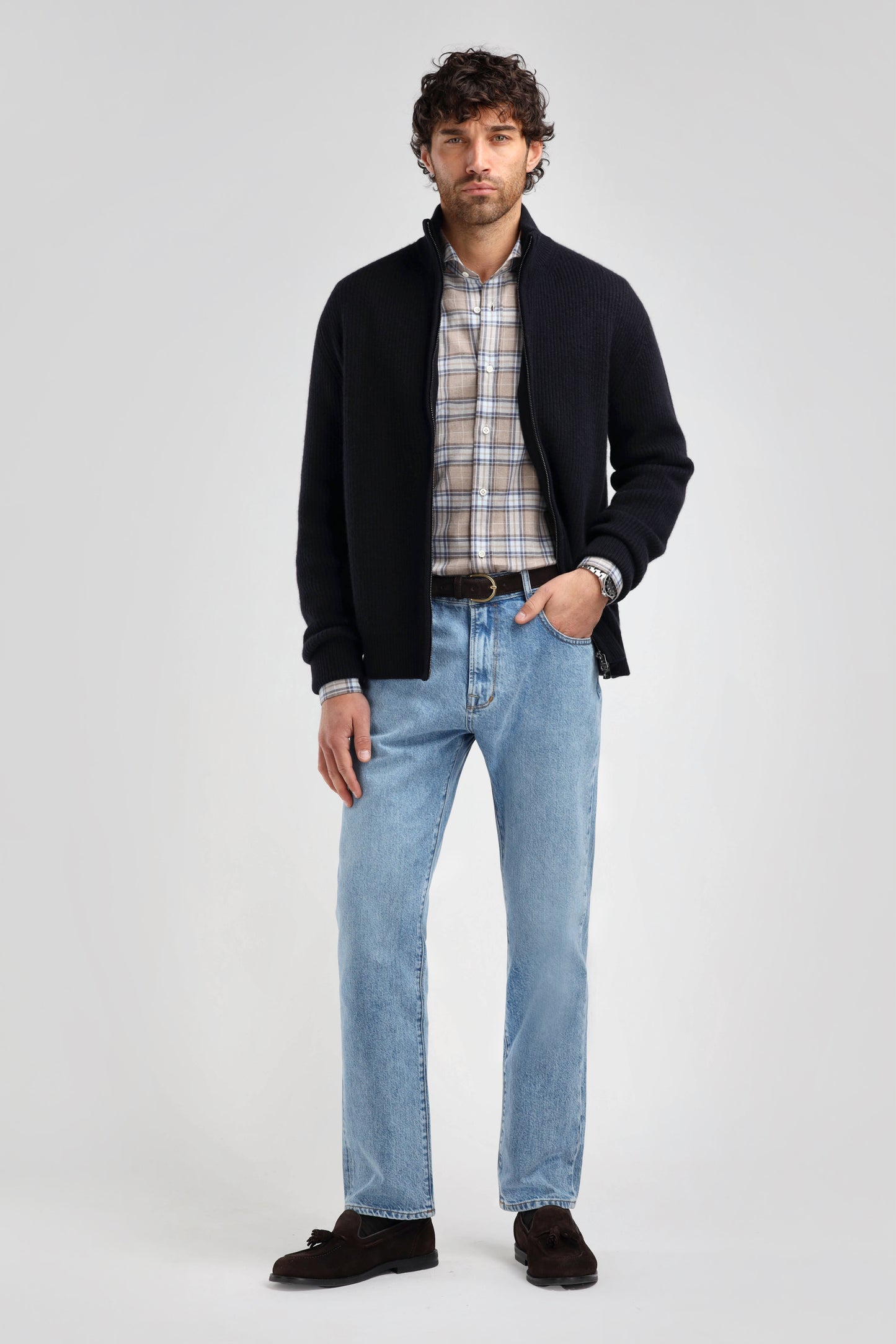 James Shirt in Brown Checked, Ladneri Men - Anita Hass