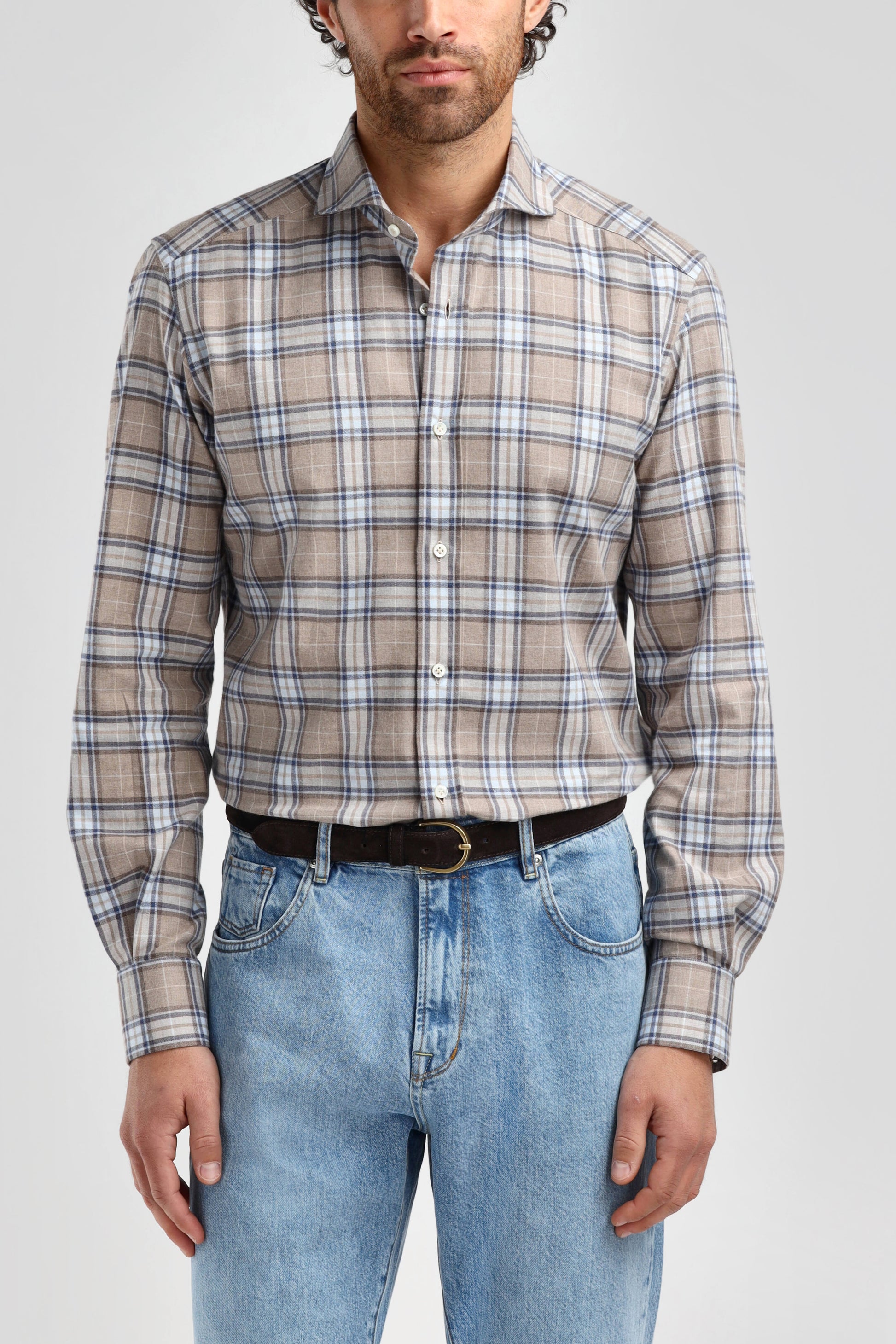 James Shirt in Brown Checked, Ladneri Men - Anita Hass